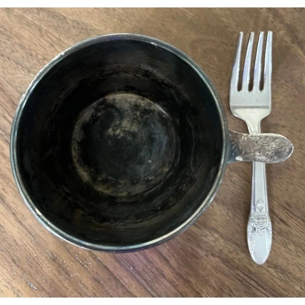 1847 Rogers Bros First Love International Silver plate Baby Fork 1941 & Baby Cup